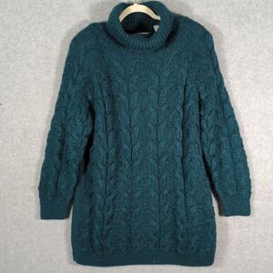 80's Compagnie Internationale Express Teal Fuzzy Mohair OVERSIZE Sweater M Retro